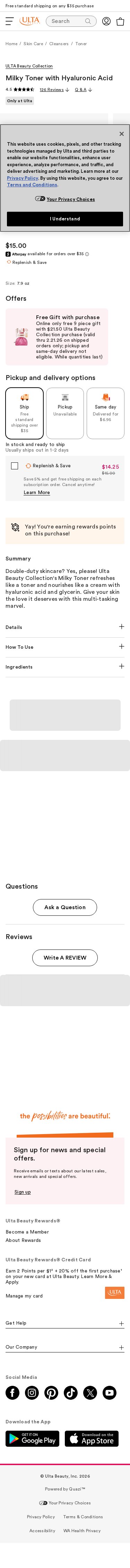 Ulta Beauty mobile website screenshot