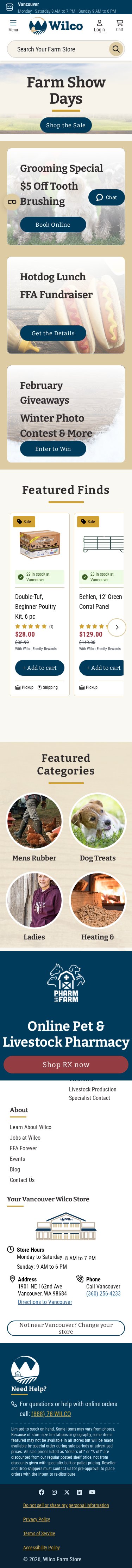 Wilco Farm Stores mobile website screenshot