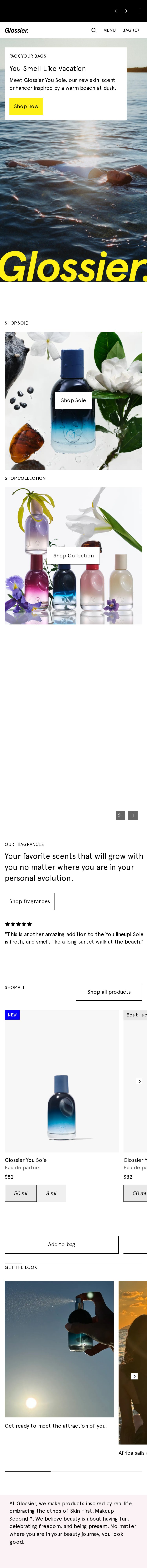 Glossier mobile website screenshot