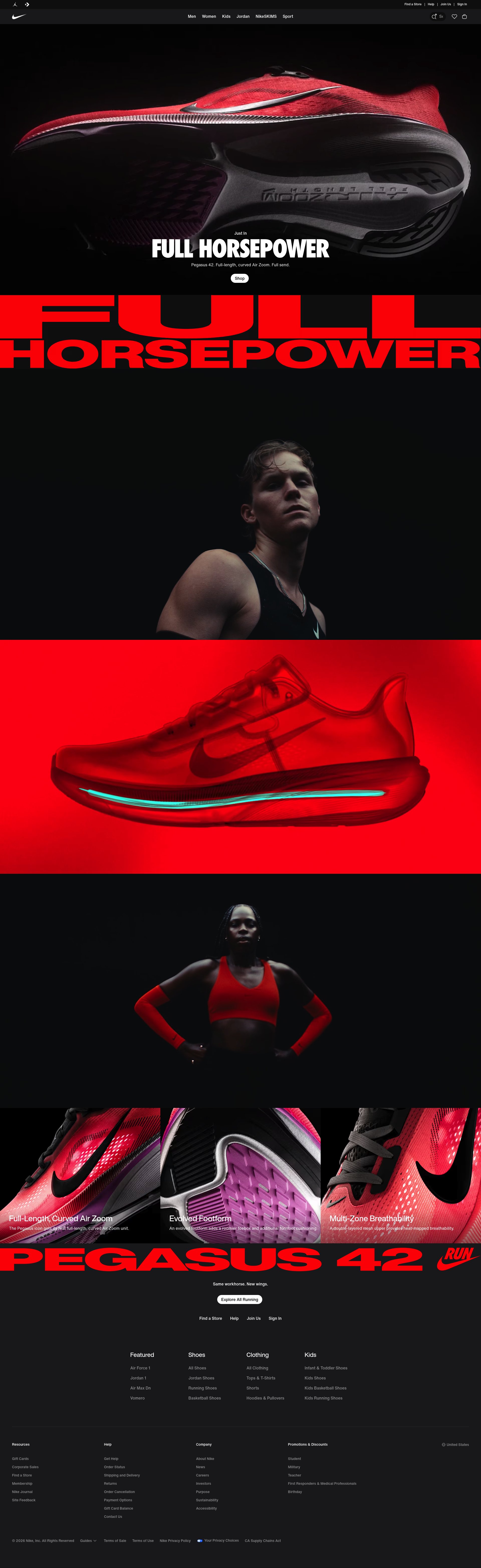 Nike, Inc. website screenshot