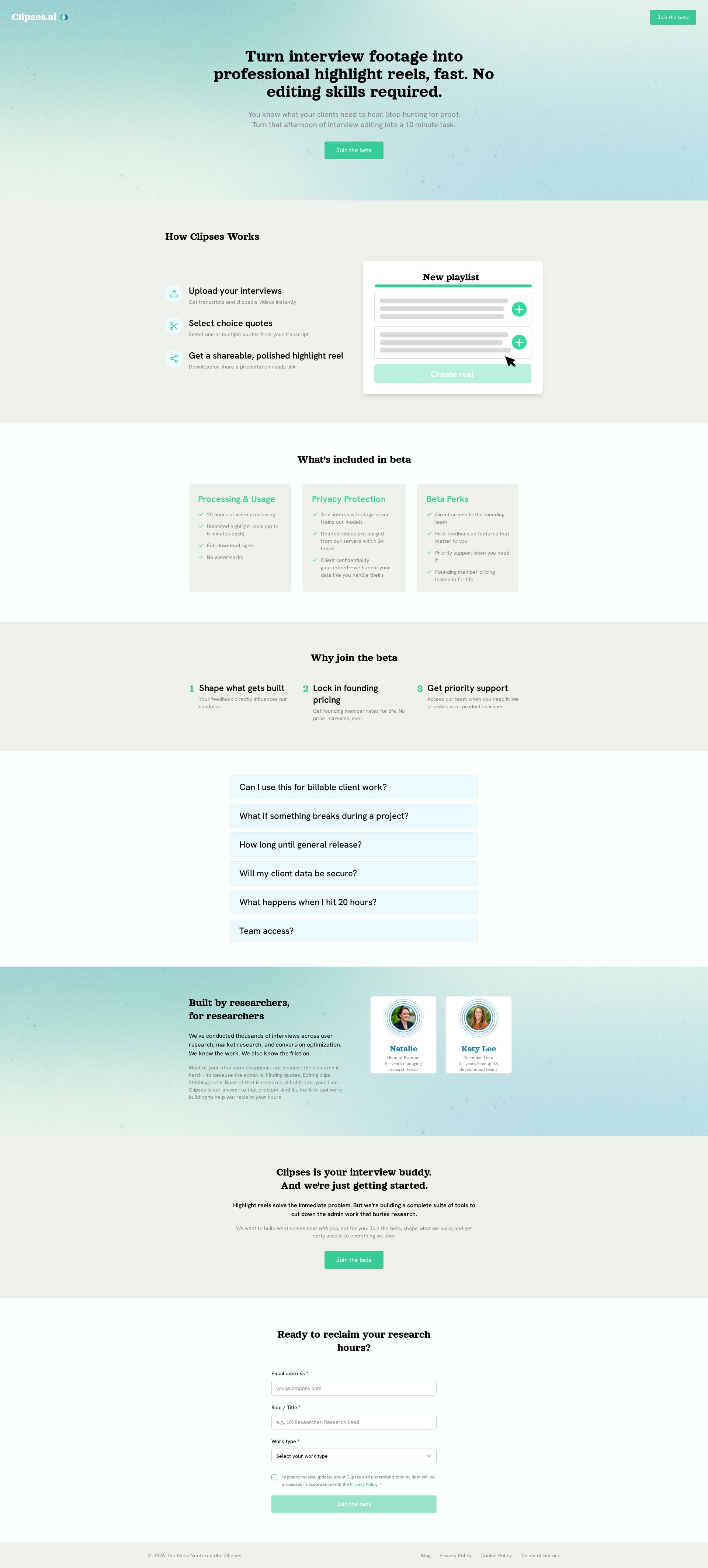 Clipses website screenshot