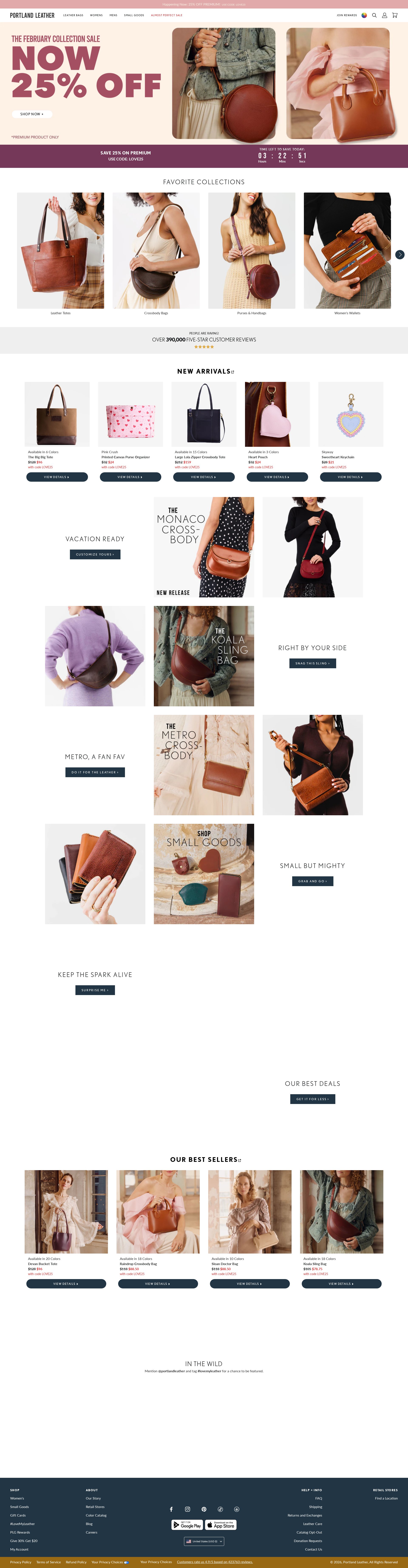 Portland Leather Goods website screenshot