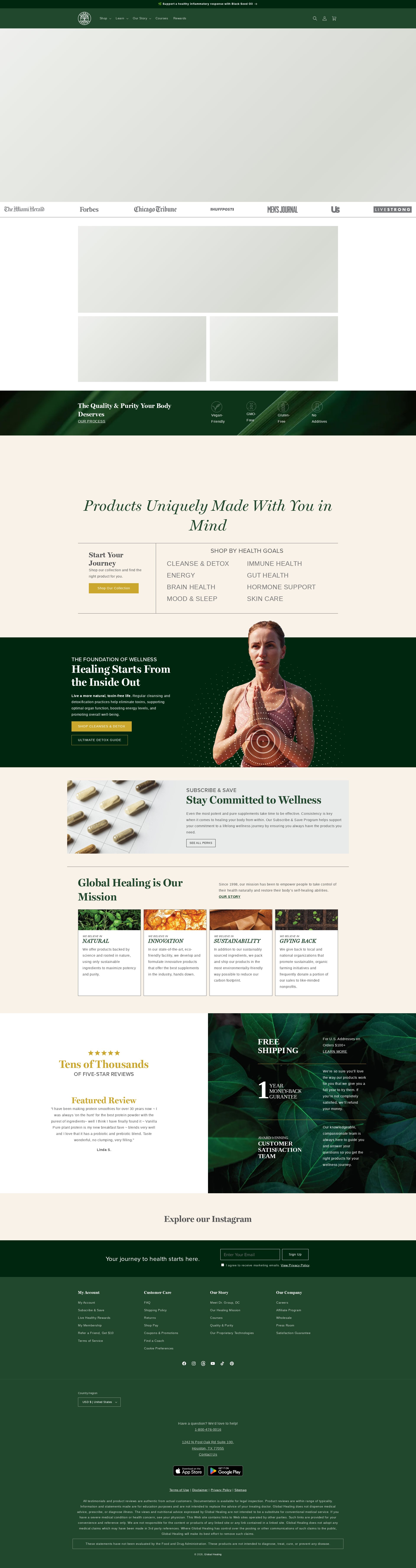 Global Healing website screenshot