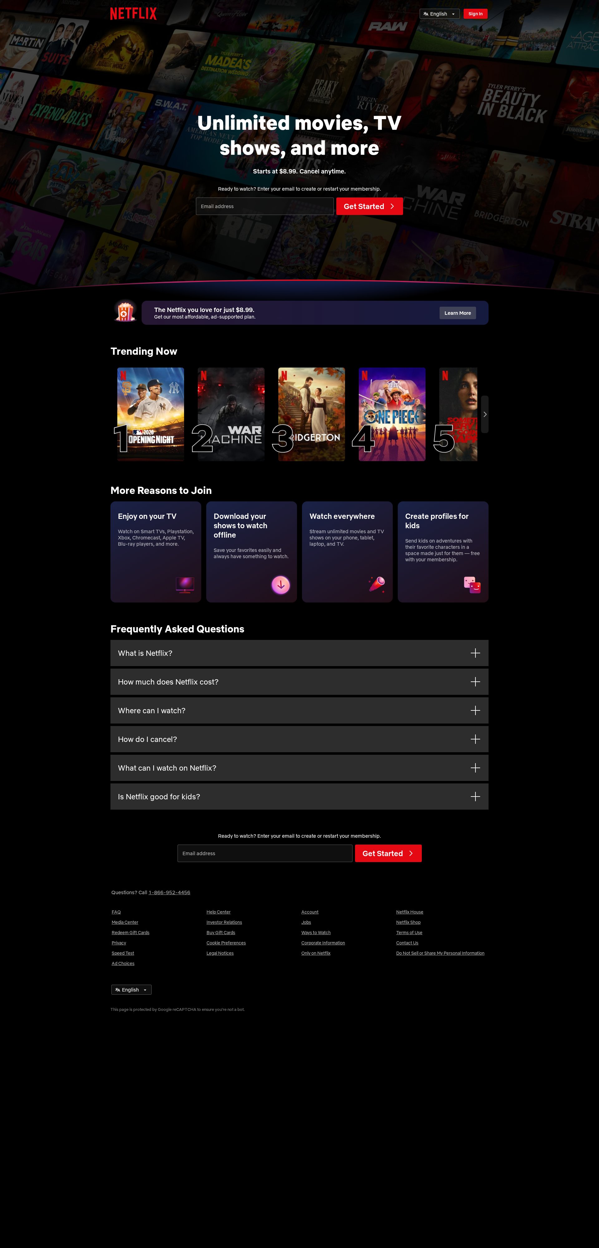 Netflix website screenshot