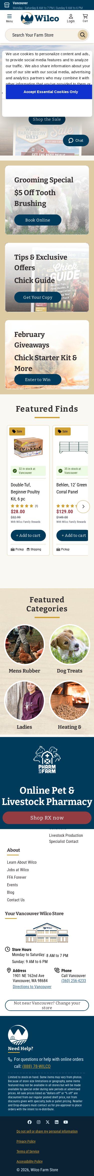 Wilco Farm Stores mobile website screenshot