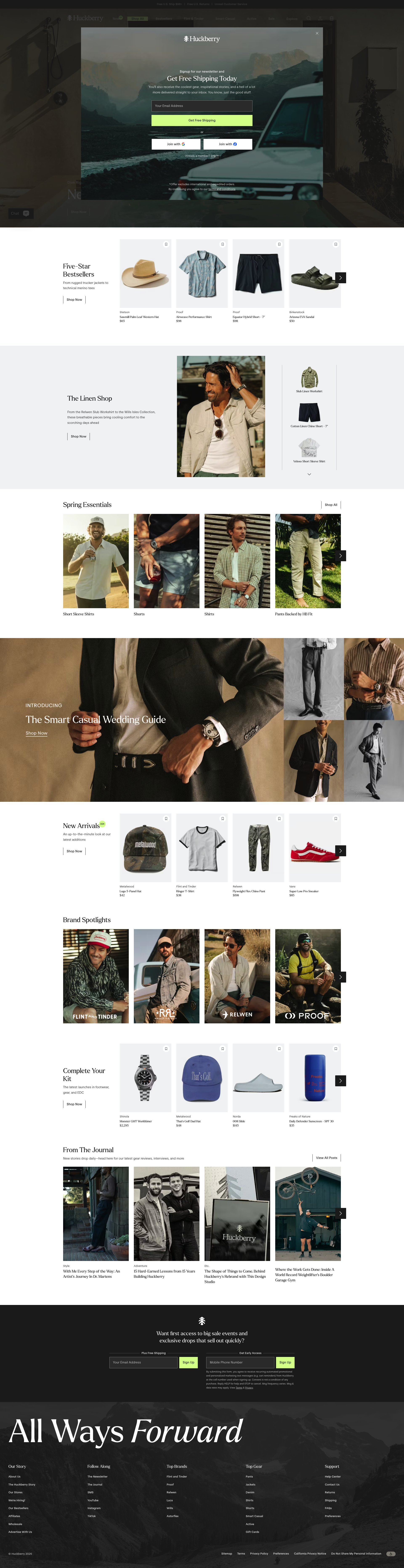 Huckberry website screenshot