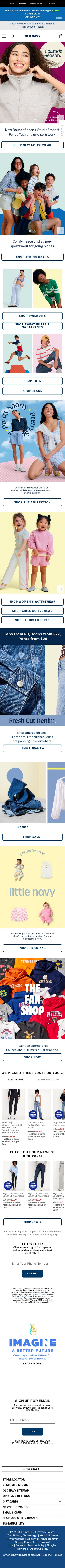 Old Navy mobile website screenshot
