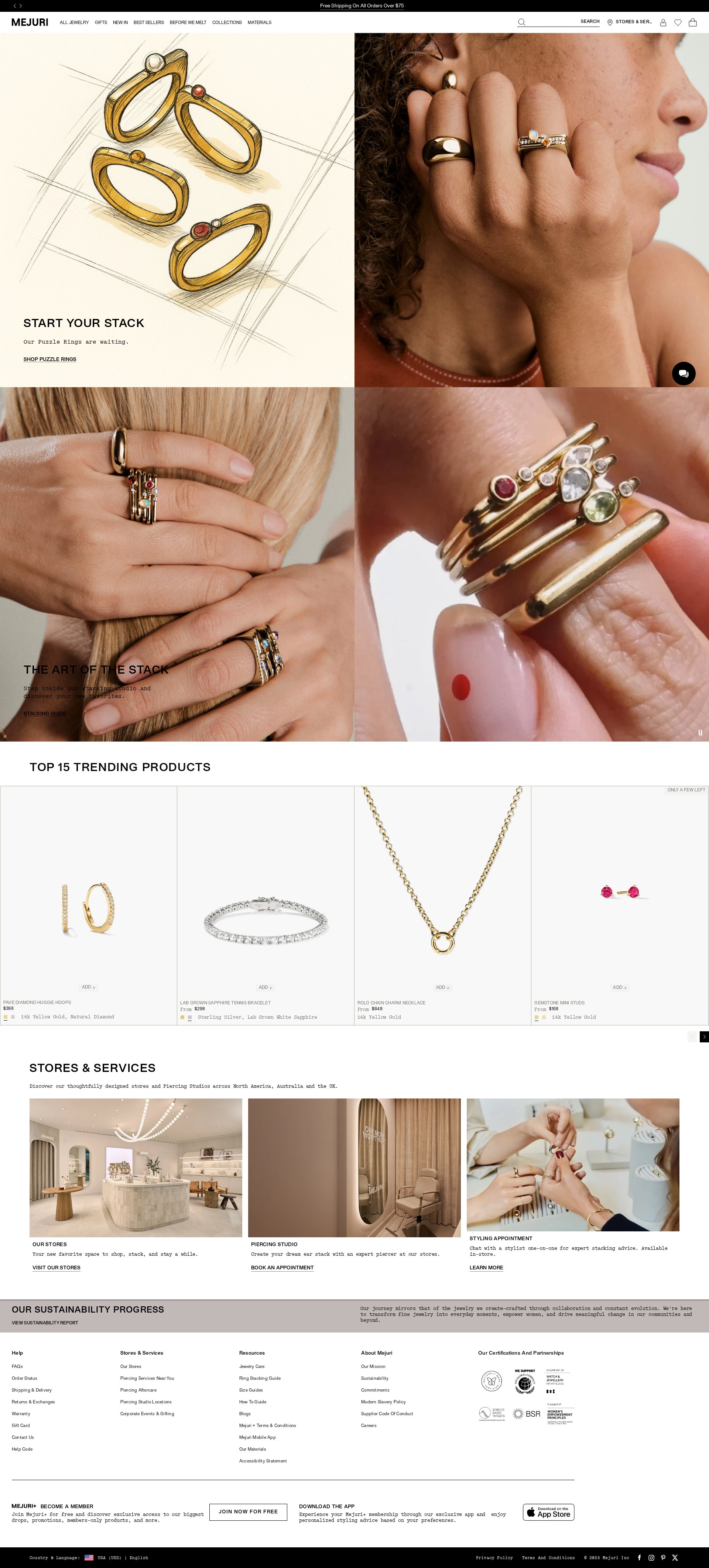Mejuri website screenshot