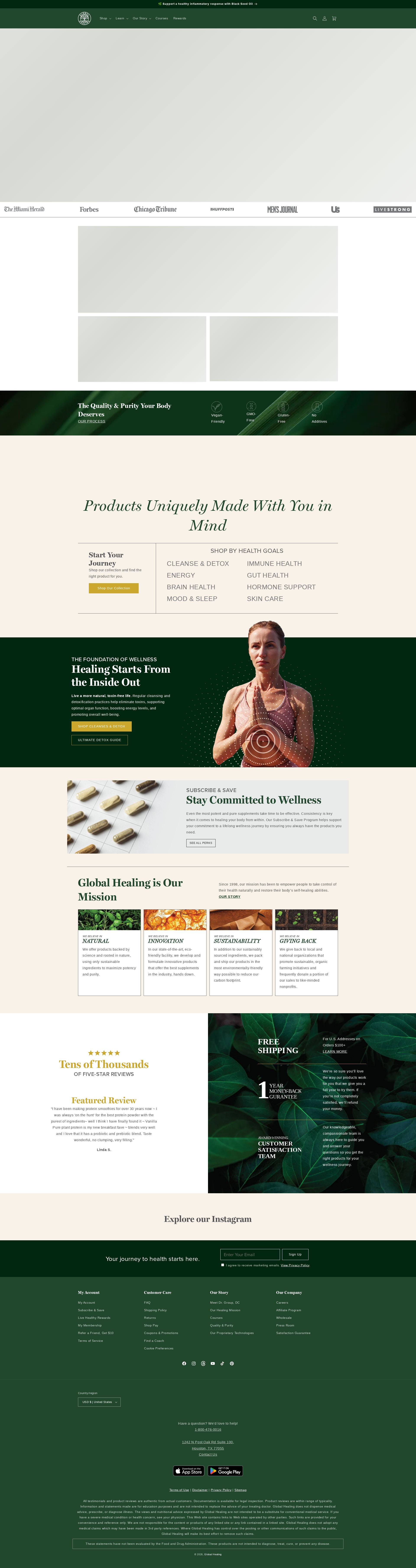 Global Healing website screenshot