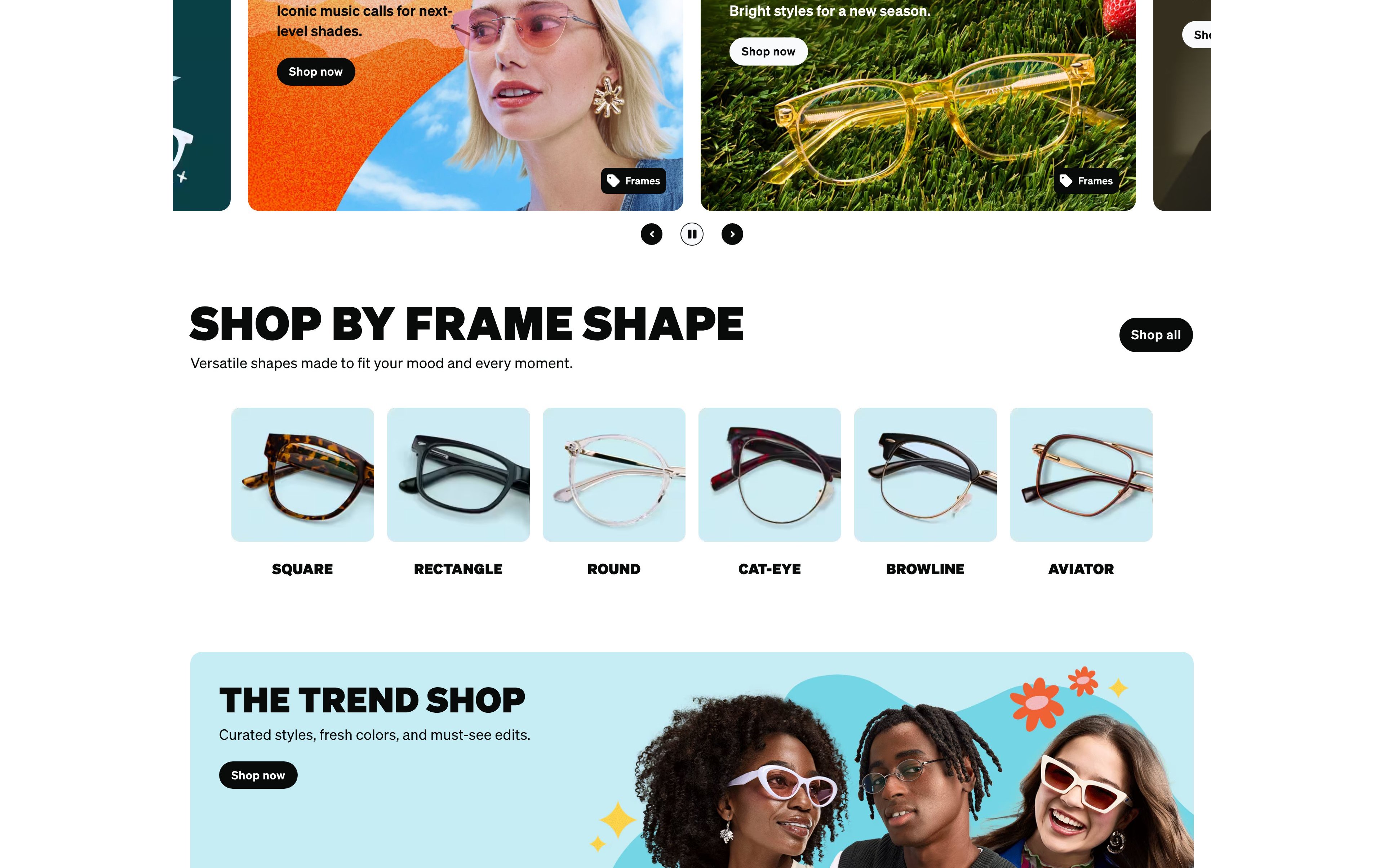Move Frame Shape Discovery Tool to Prime Position and Add Interactive Face Shape Quiz
