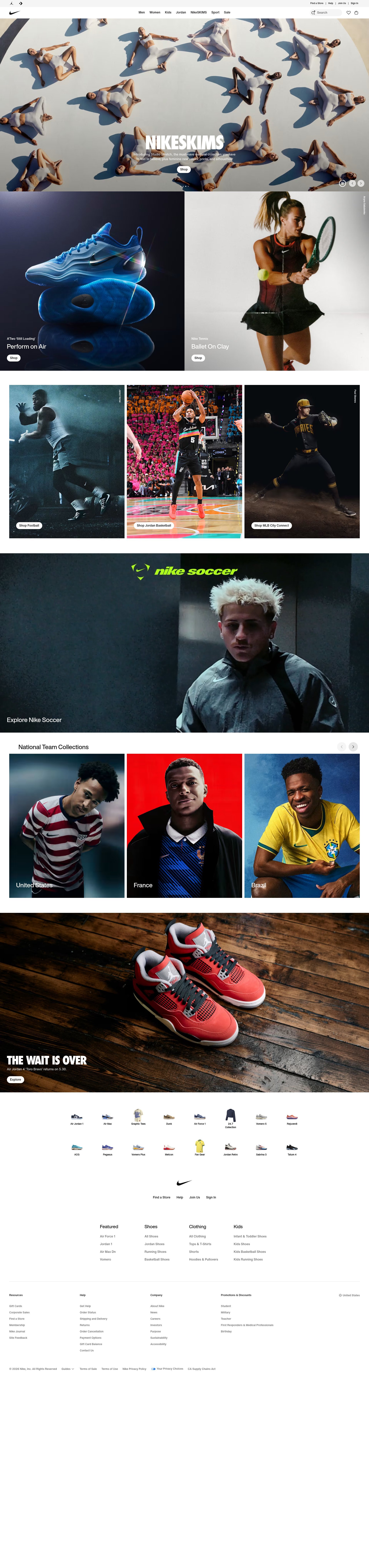 Nike, Inc. website screenshot