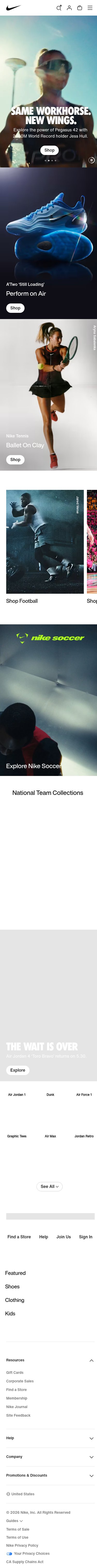 Nike, Inc. mobile website screenshot