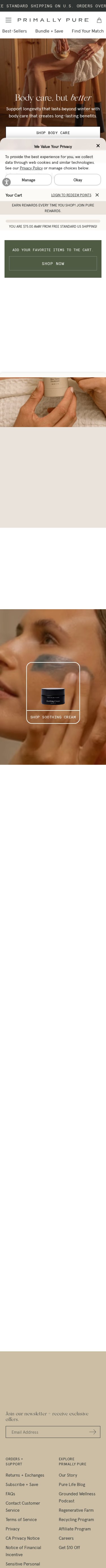 Primally Pure mobile website screenshot