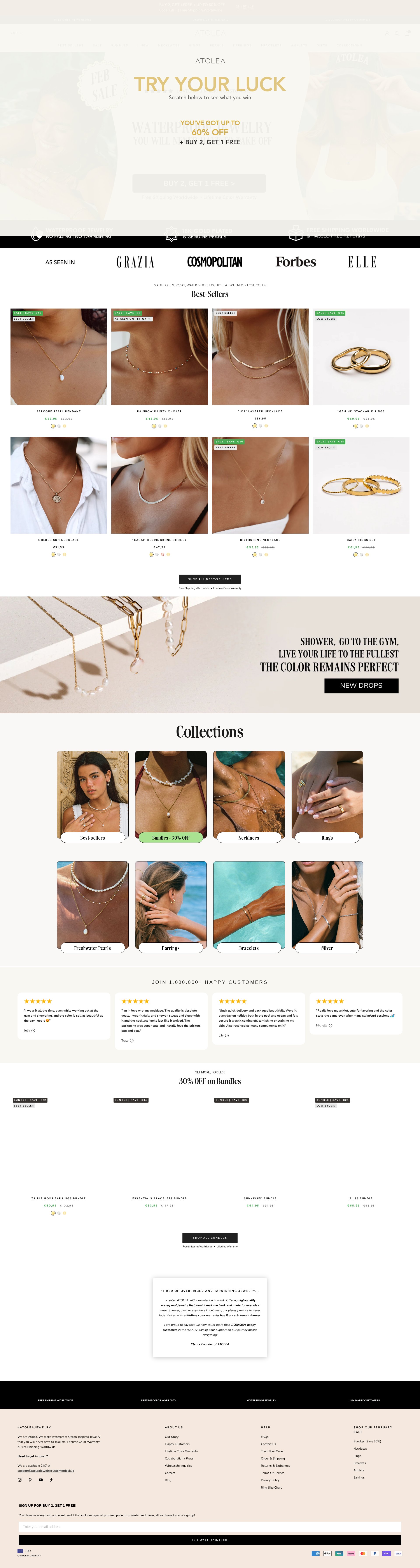Atolea Jewelry website screenshot