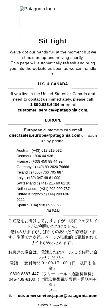 Patagonia mobile website screenshot