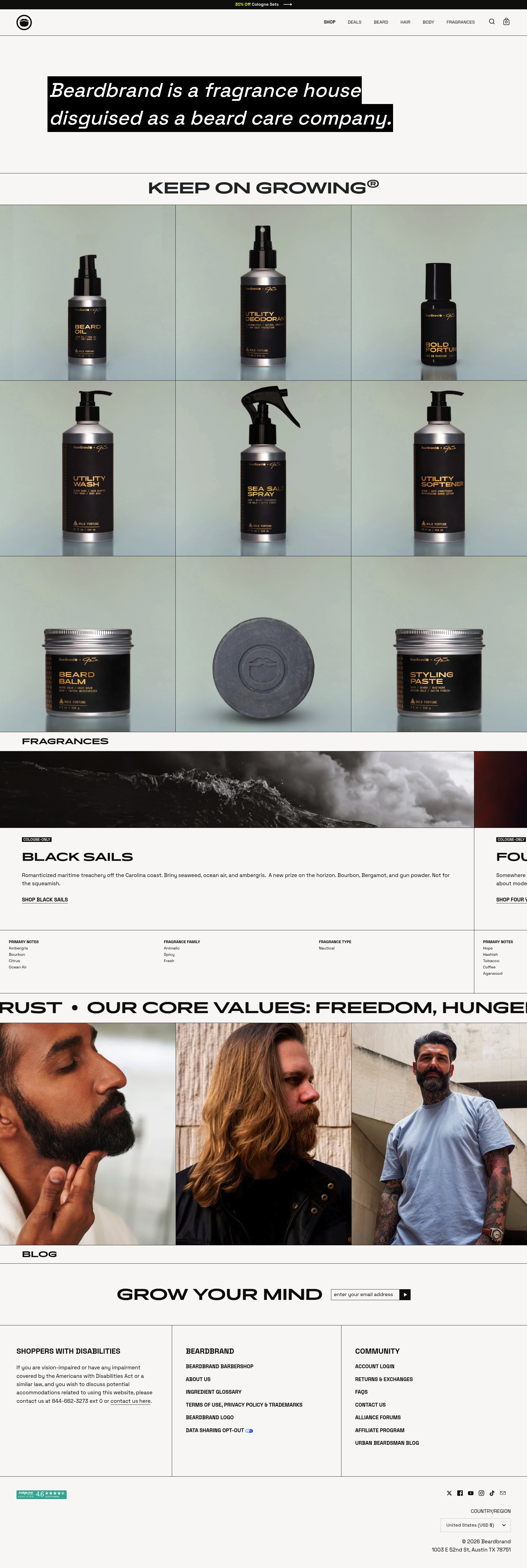 Beardbrand website screenshot