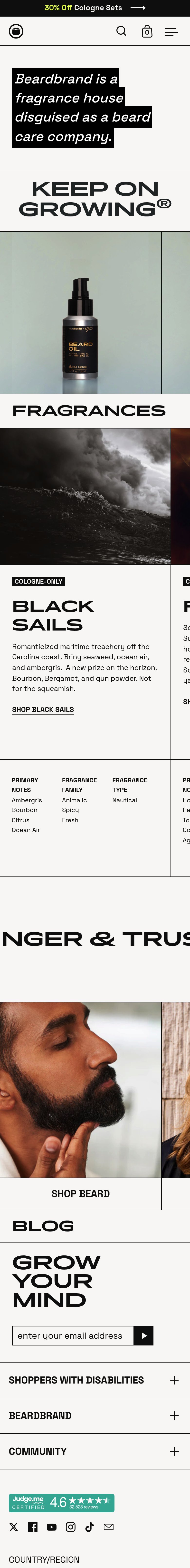 Beardbrand mobile website screenshot