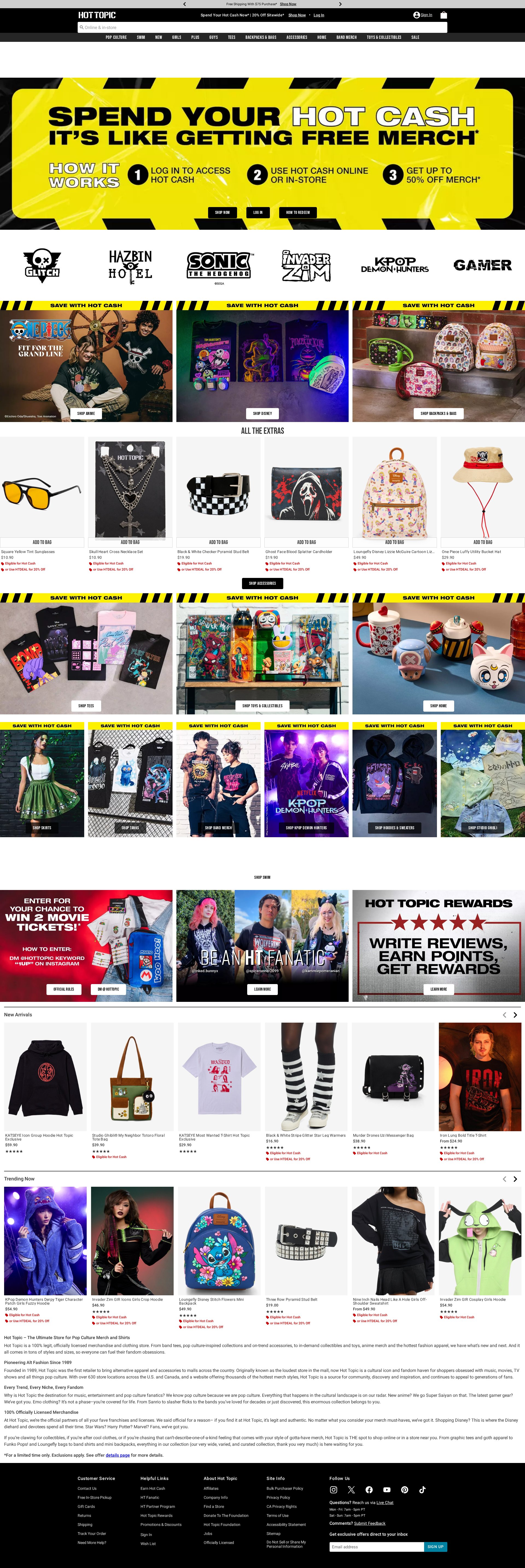 Hot Topic website screenshot