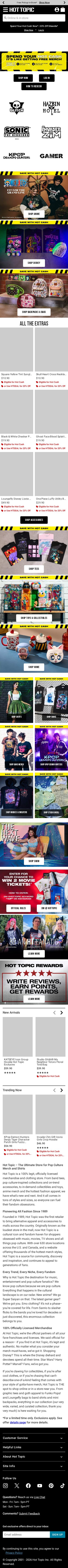 Hot Topic mobile website screenshot