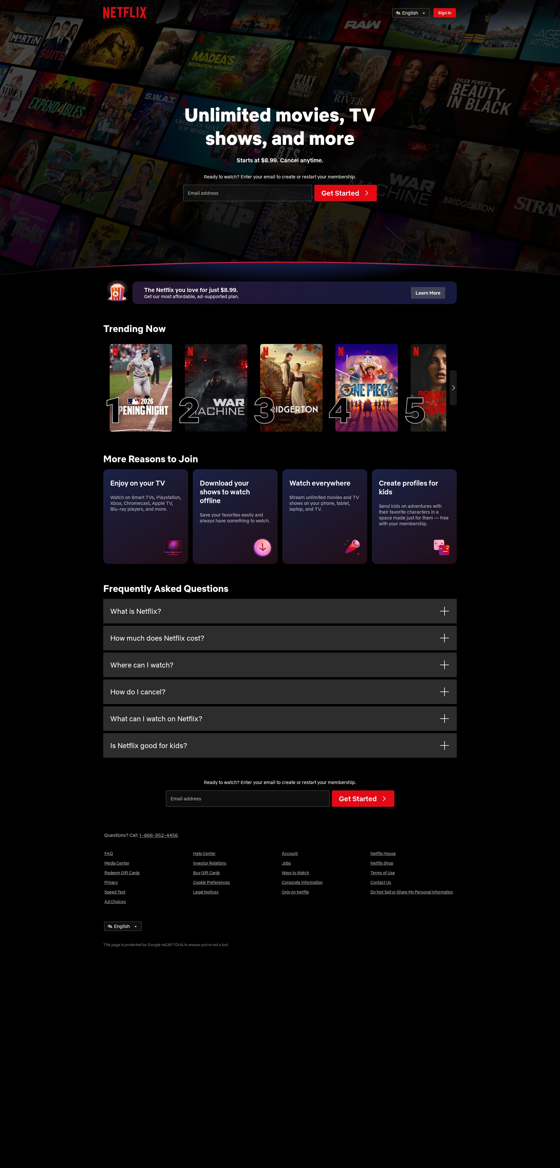 Netflix website screenshot