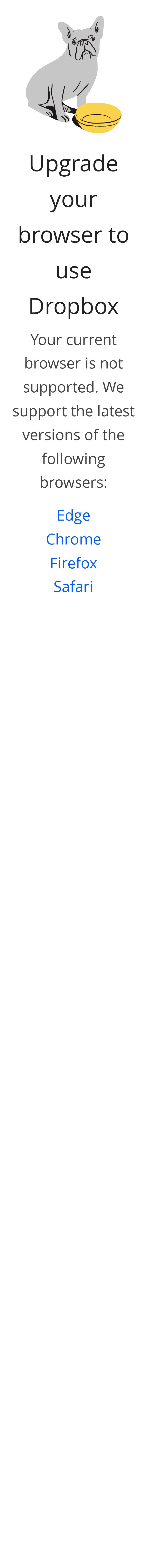 Dropbox mobile website screenshot