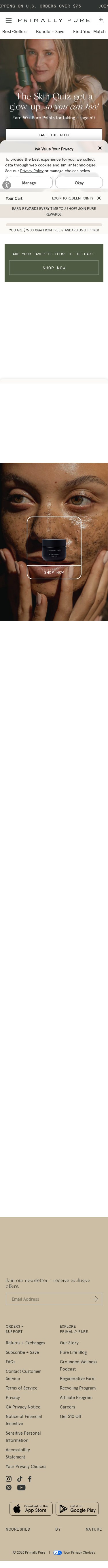 Primally Pure mobile website screenshot