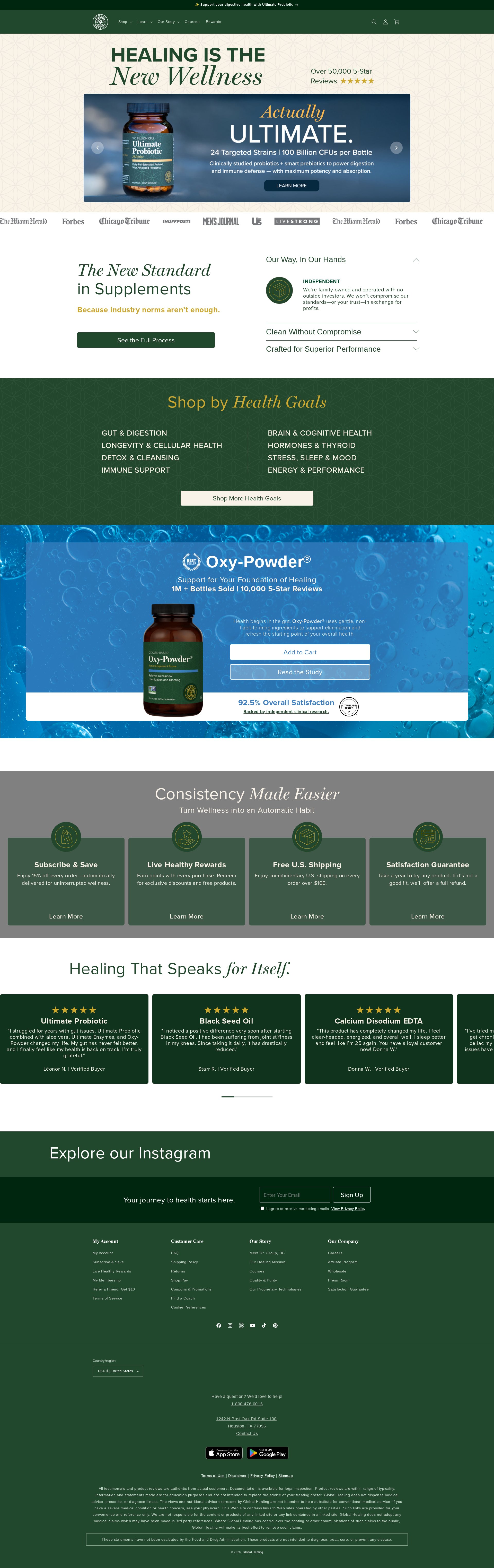 Global Healing website screenshot