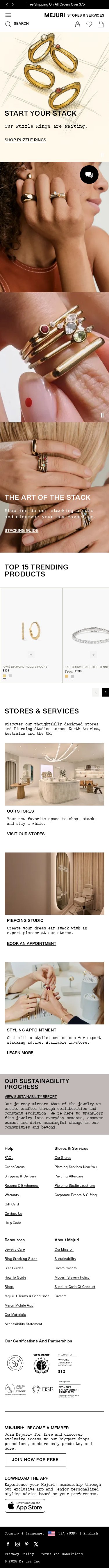 Mejuri mobile website screenshot