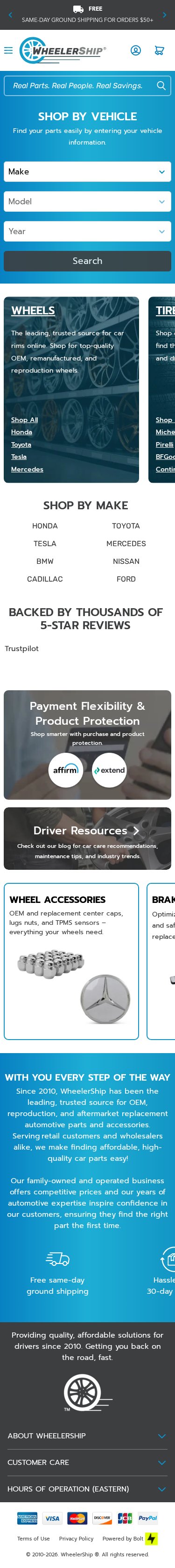WheelerShip mobile website screenshot