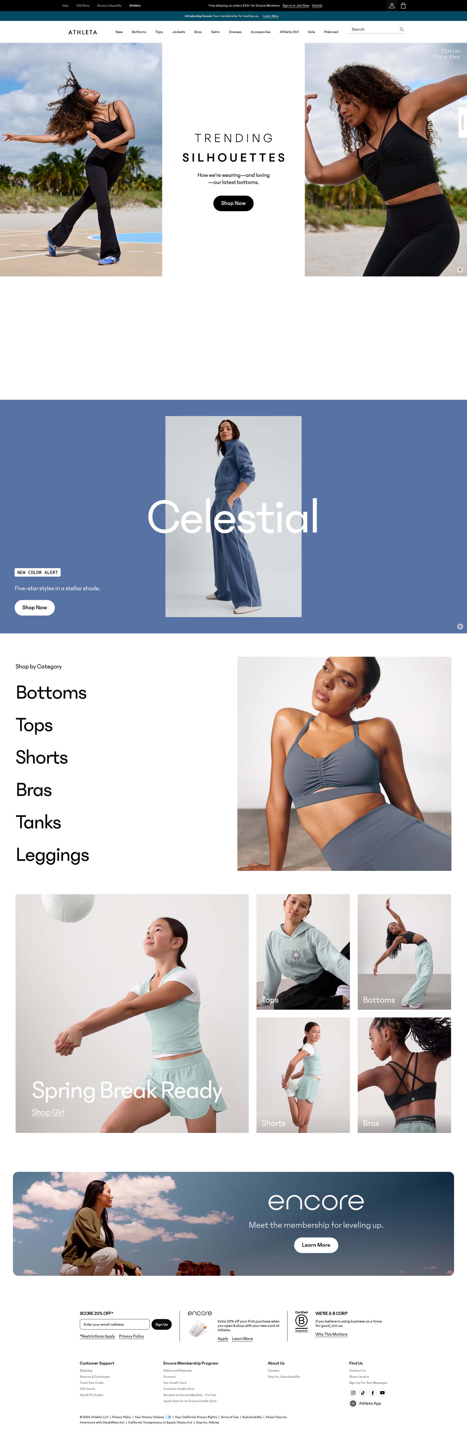 Athleta website screenshot