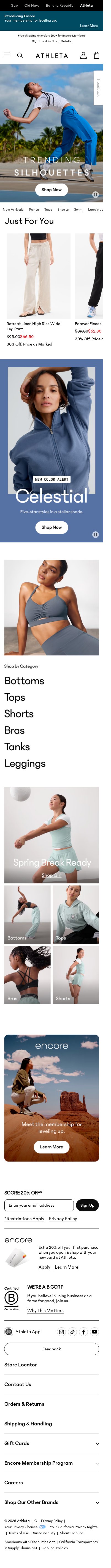 Athleta mobile website screenshot