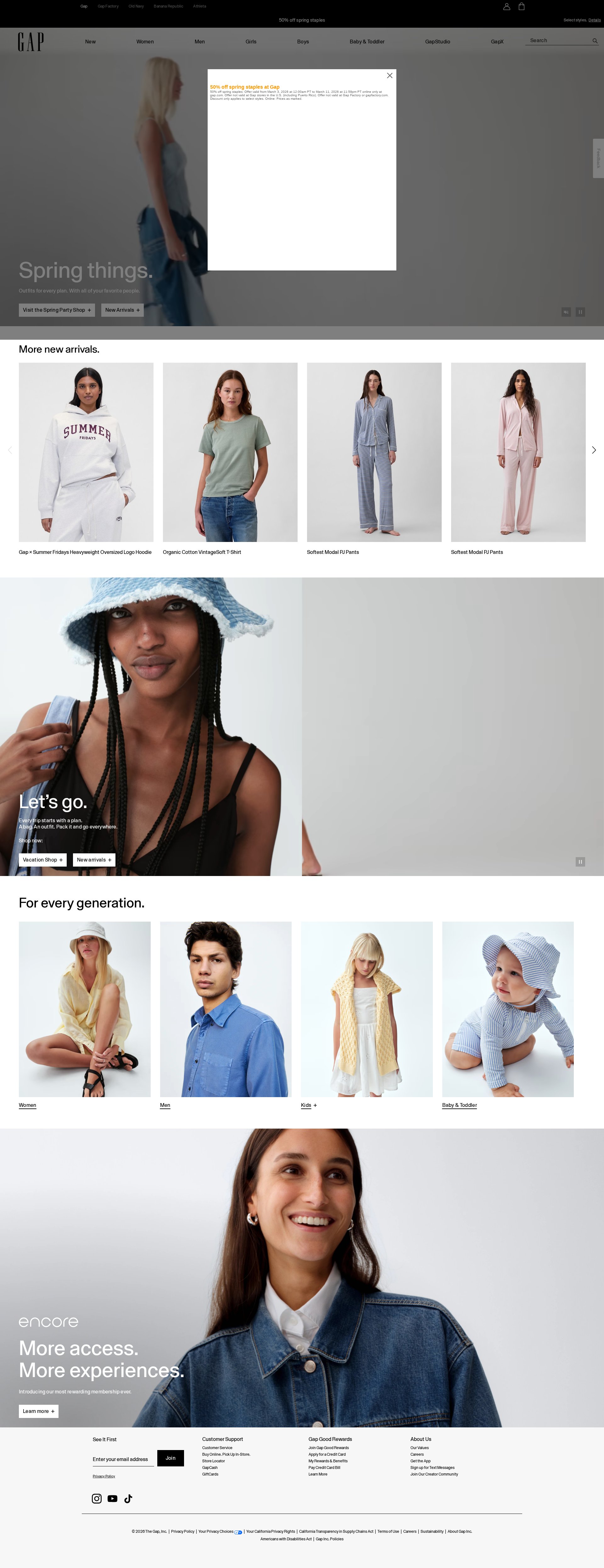 Gap Inc. website screenshot