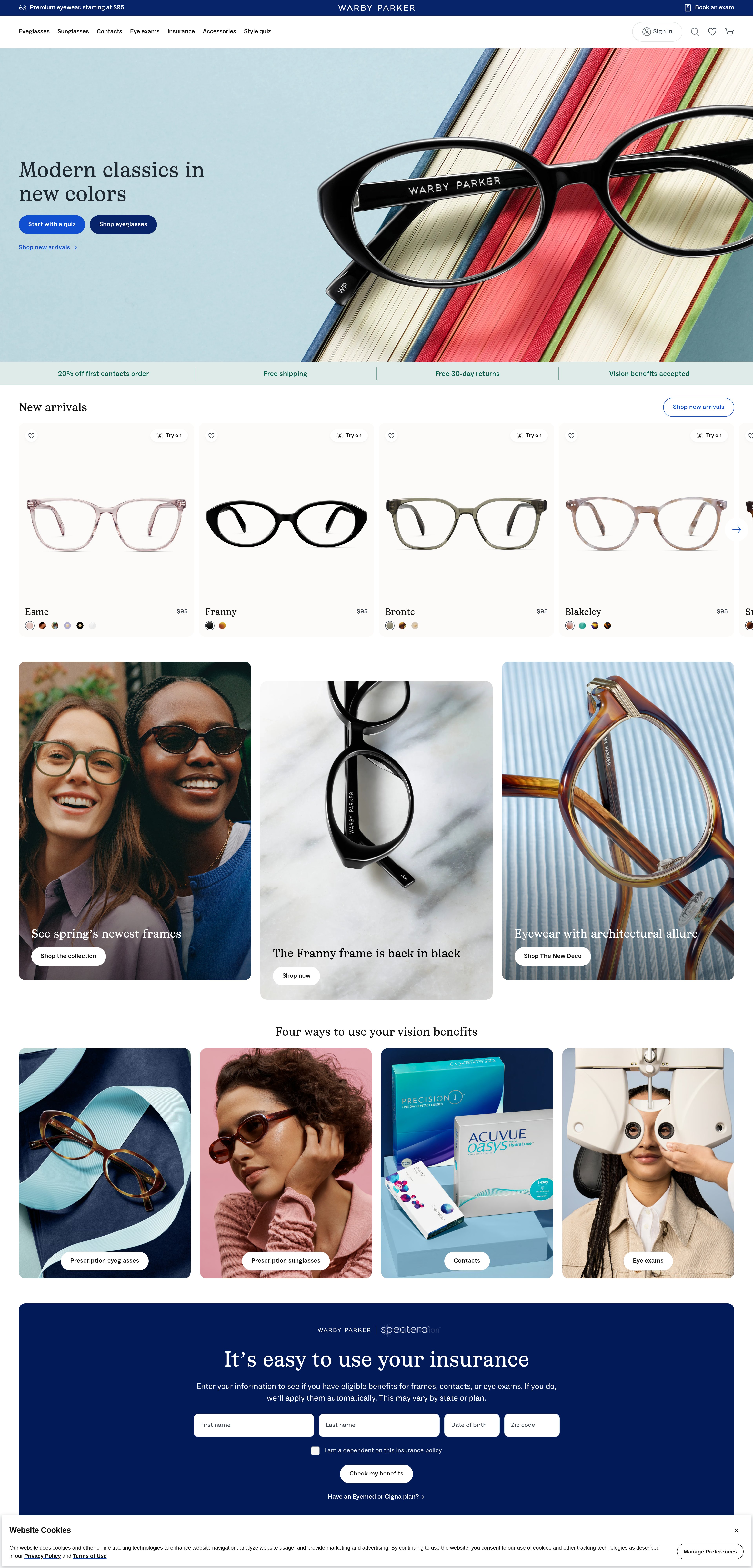 Warby Parker website screenshot