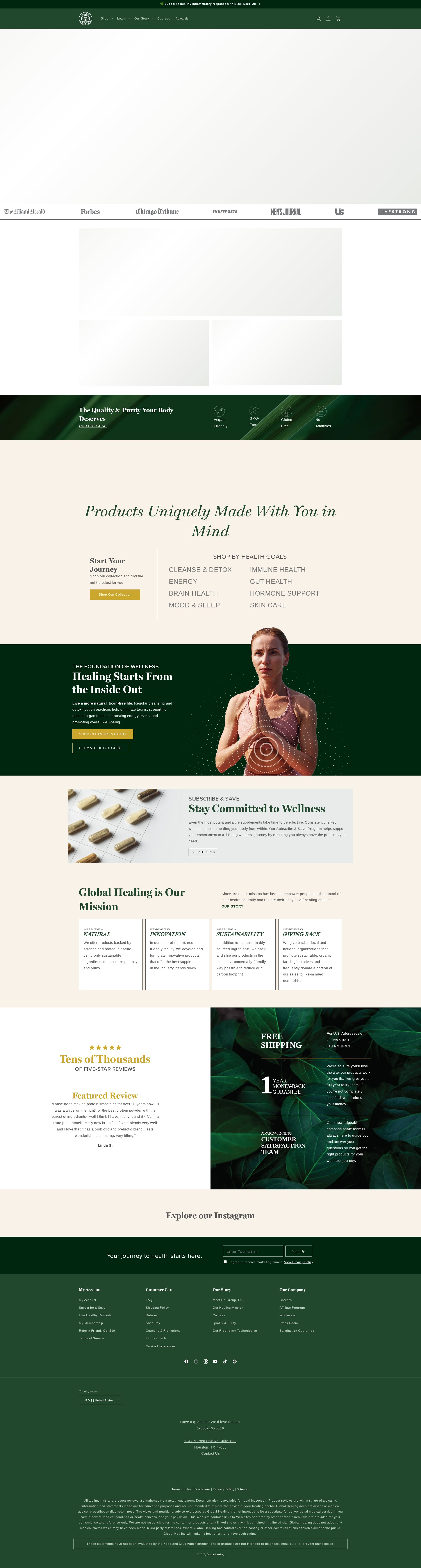 Global Healing website screenshot