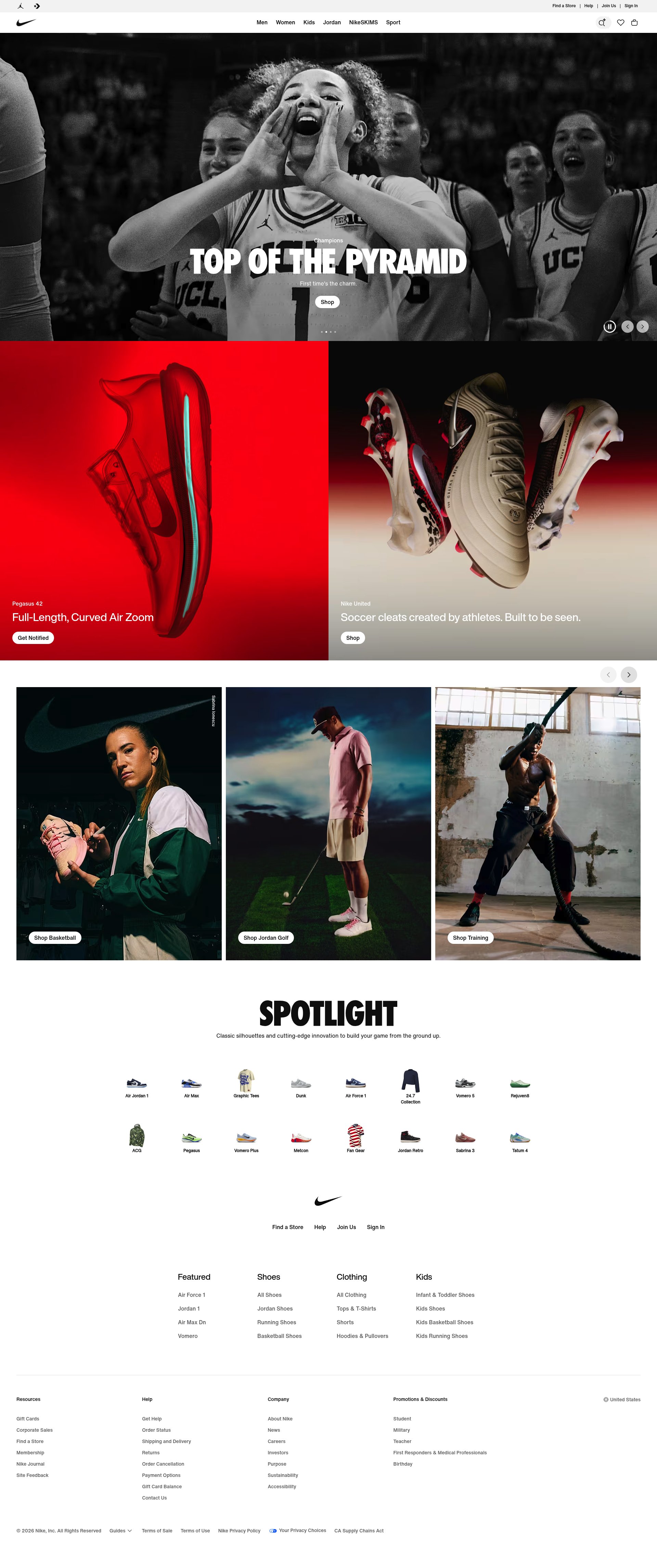 Nike, Inc. website screenshot