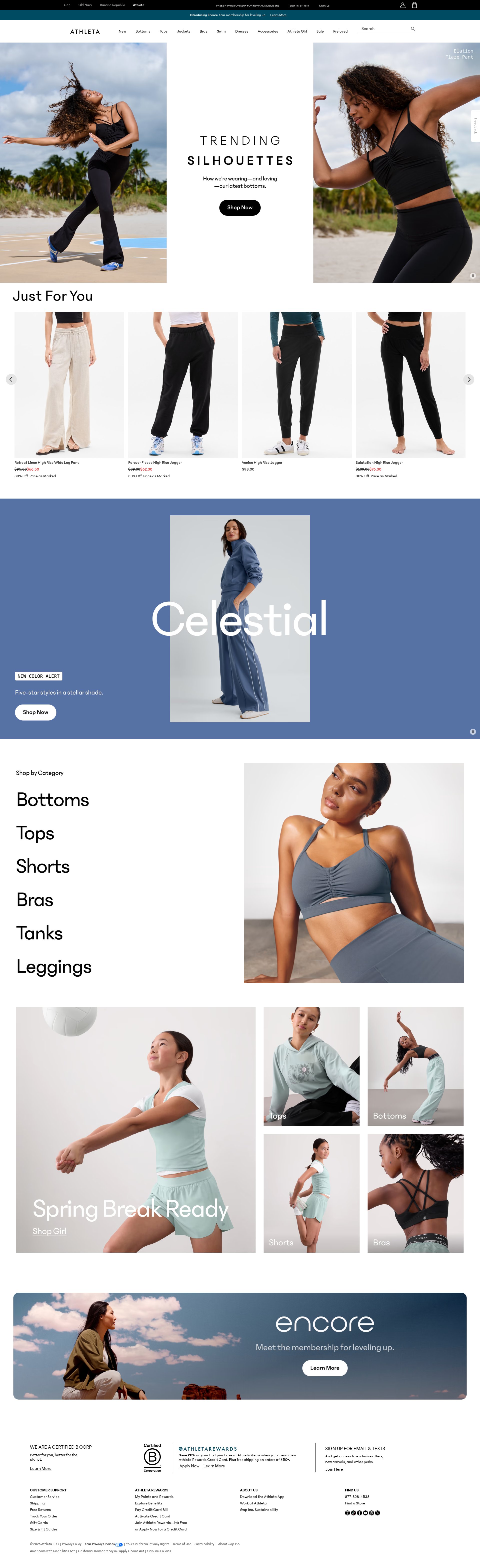 Athleta (Gap Inc.) website screenshot