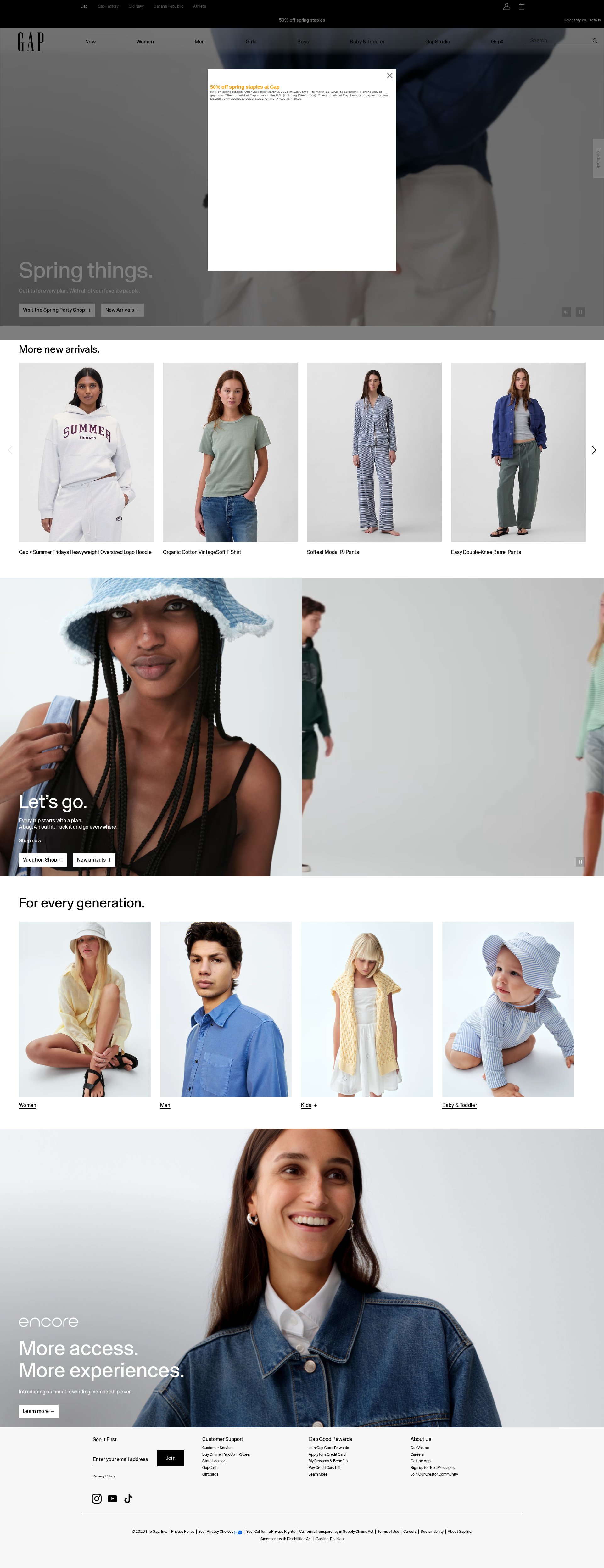 Gap Inc. website screenshot