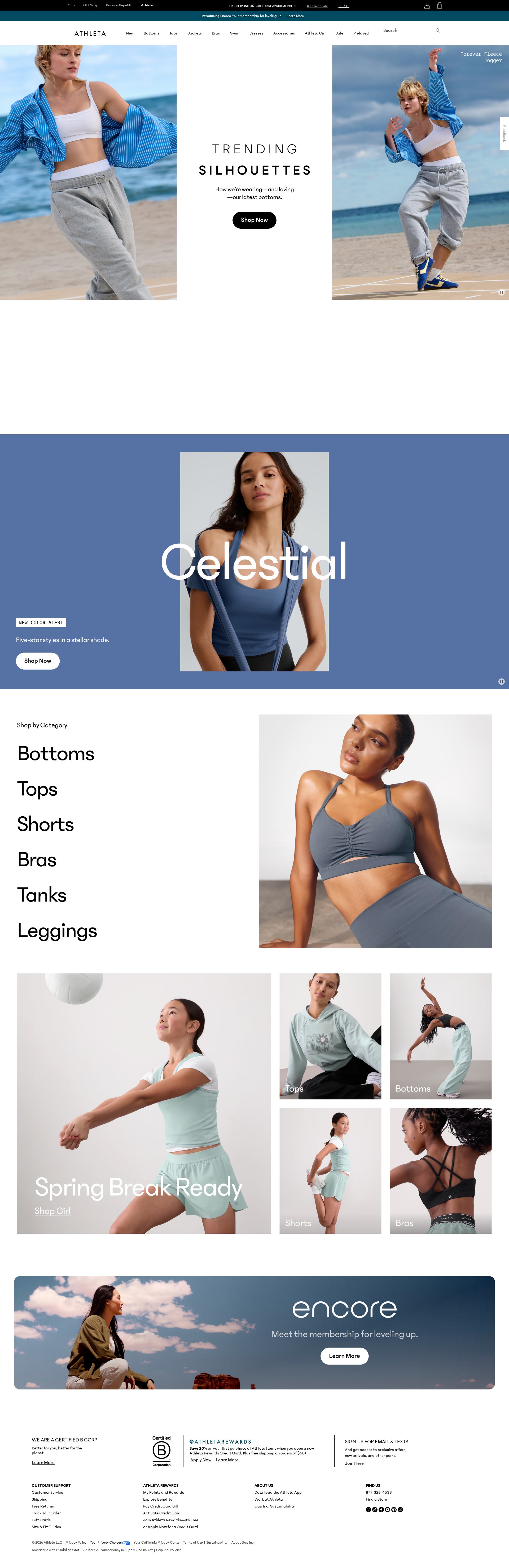 Athleta website screenshot