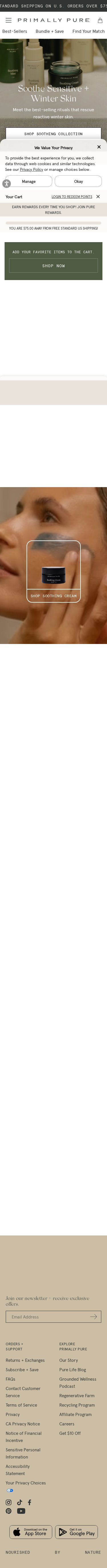 Primally Pure mobile website screenshot