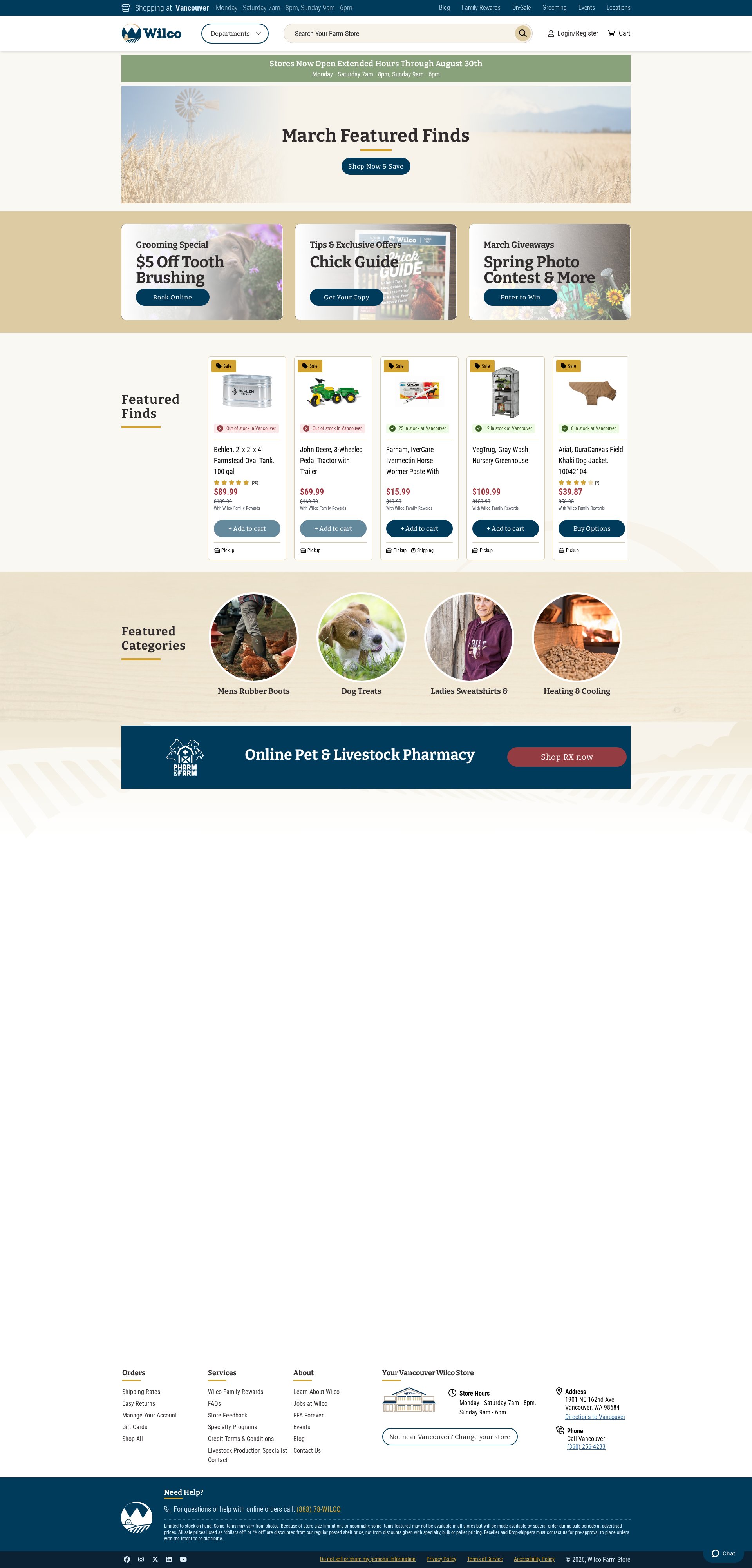 Wilco Farm Stores website screenshot